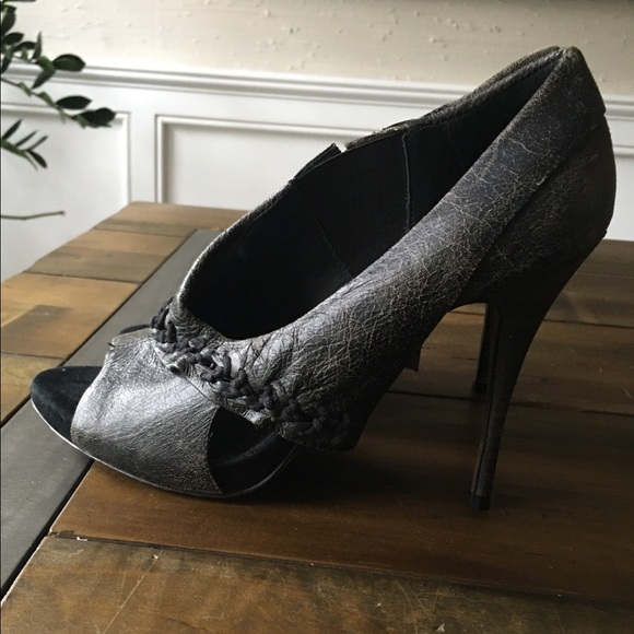 All Saints steampunk leather flap heels - Picture 11 of 12